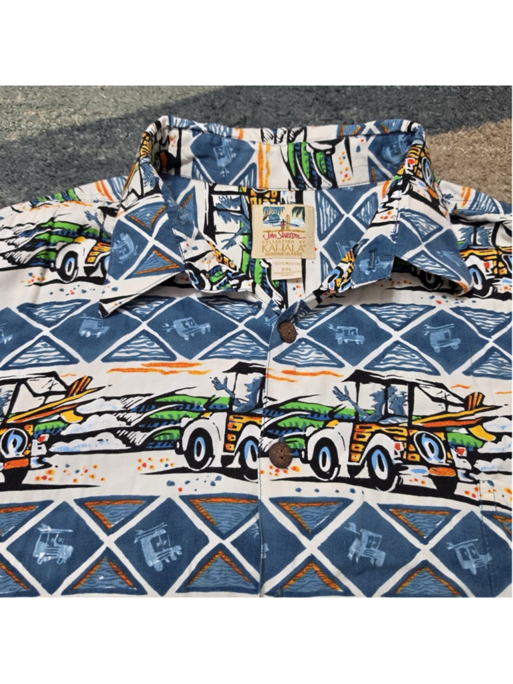 Kahala Hawaiian Shirt XXL John Severson Surfboard Woody Car Made Hawaii